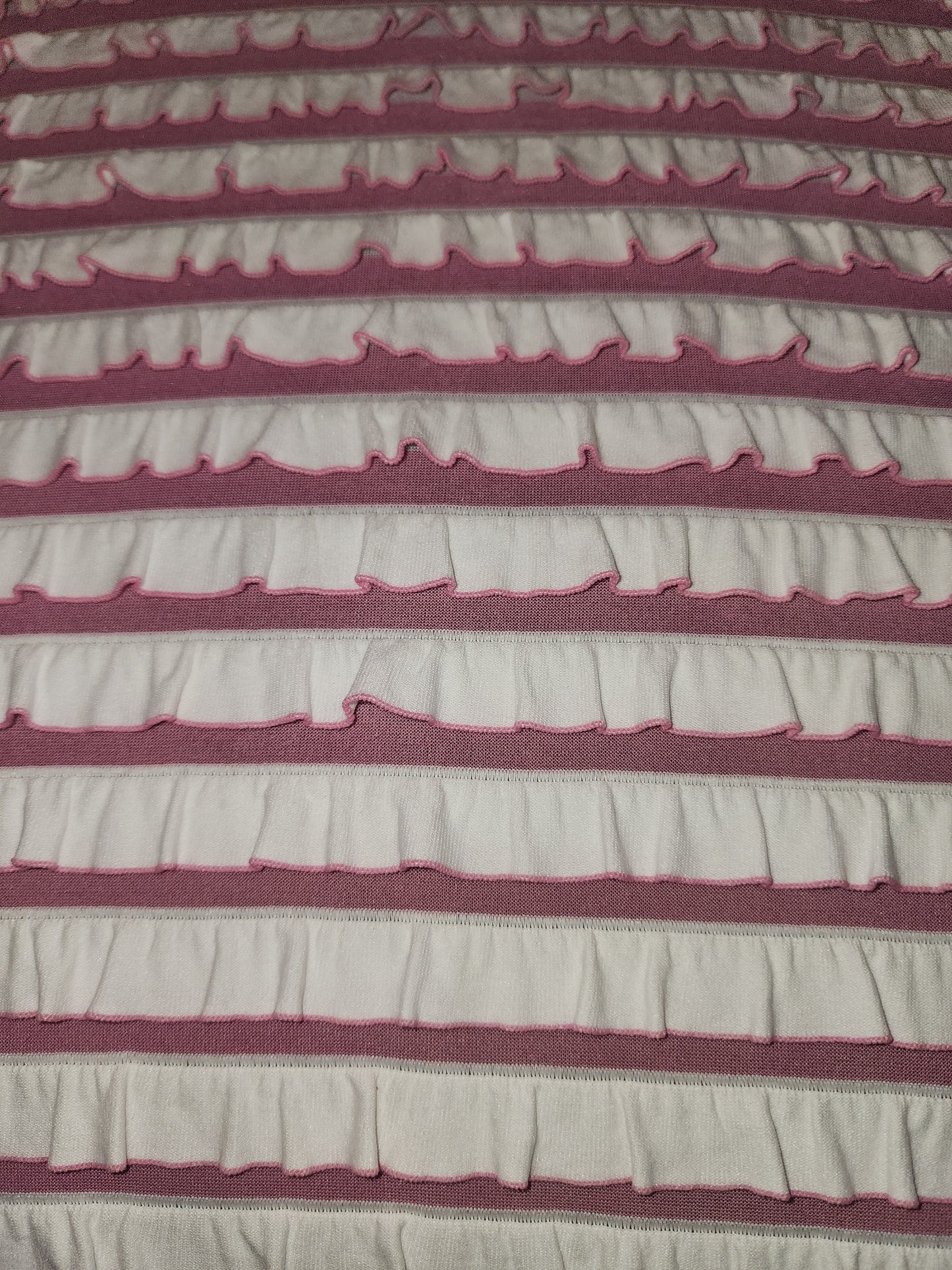 Mini ruffle stretch fabric 140cm wide - hot pink and white