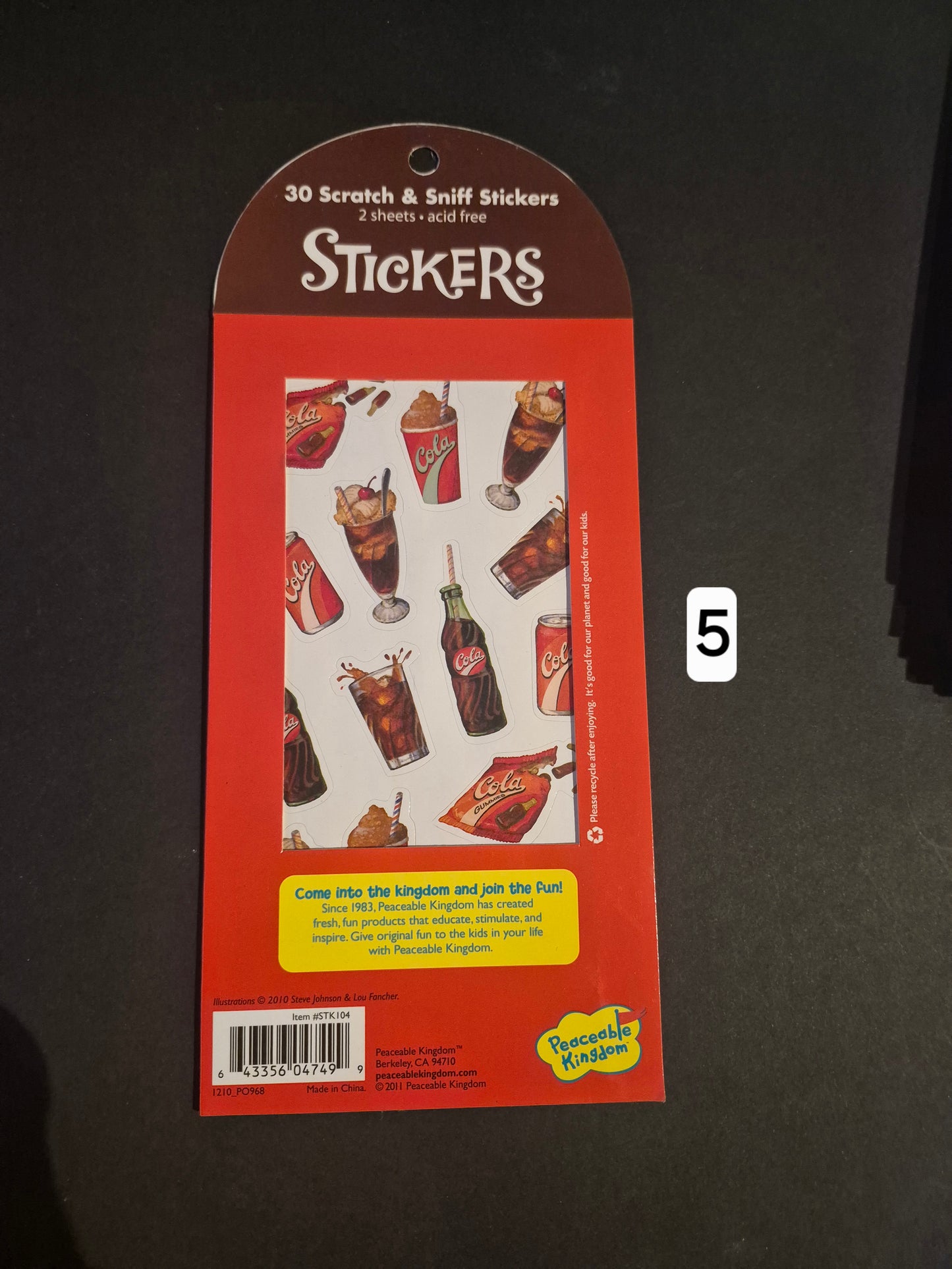 Scratch & sniff cola stickers
