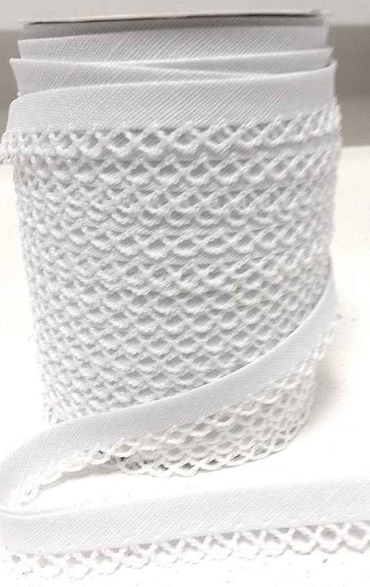 White lace bias binding (double fold) PRICED PER METRE