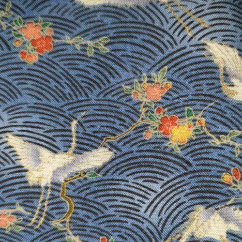 Faye Burgos for Marcus Fabrics Cranes on waves Sky Blue (Japanese) *