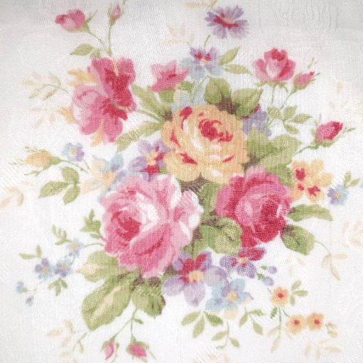 Yuwa Live Life Premium Collection 296389-A white floral bouquets voile
