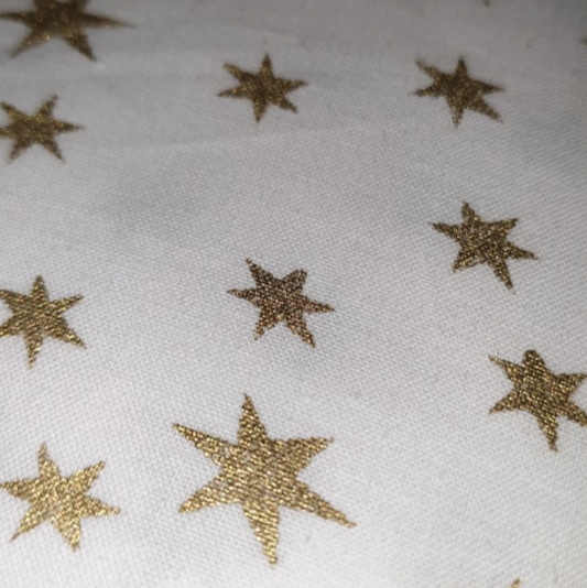 White Homespun with gold stars