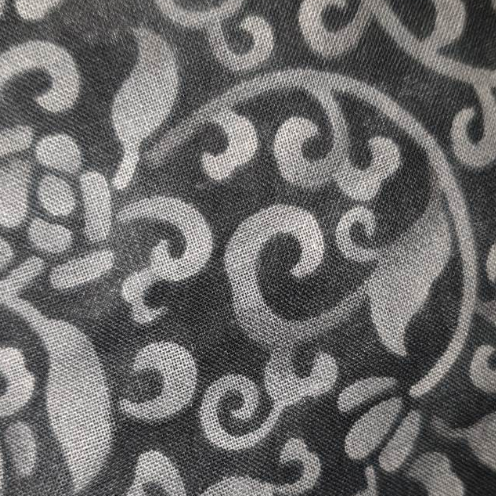 Black Grey Floral Scroll Wide Quilt Backing 108"