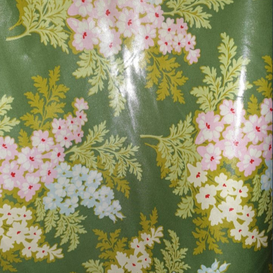 Nicey Jane Laminated fabric Oilcloth  Picnic Bouquet Green (Heather Bailey) OCHB03