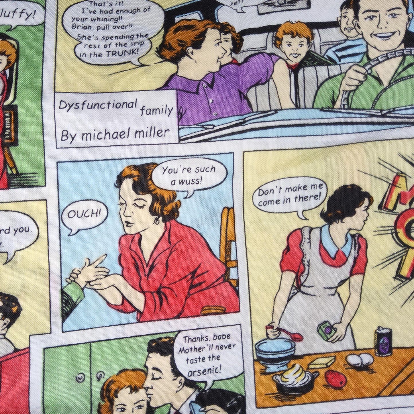 Dysfunctional family by Michael Miller c-1053 (half yard piece)