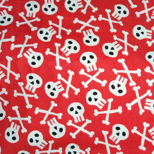 Timeless Treasures Skull and crossbones print 6436 Red Black and White