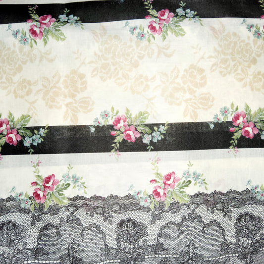 Micci Collection by Yuwa Premium Black Lace stripe (Cotton voile) MC316653