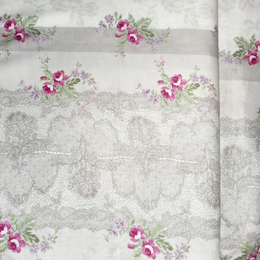 Micci Collection by Yuwa Grey Lace stripe (Cotton voile) MC316653