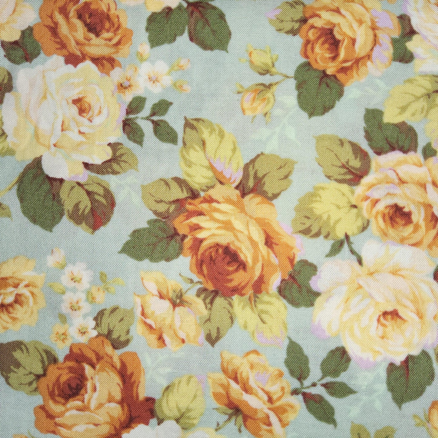 Mary Rose Collection - MR1110R-12B Apricot roses on aqua QUILT GATE