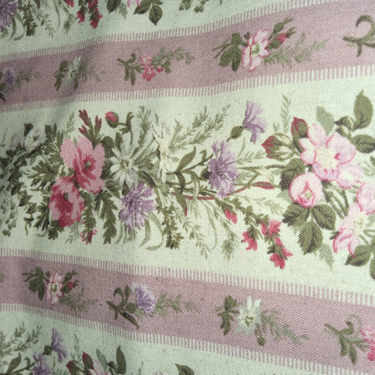 Yuwa Live Life dusty pink floral stripe linen cotton blend