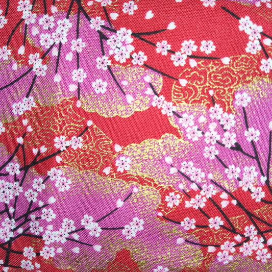 Japanese cherry blossom pink red gold (66cm left)  *