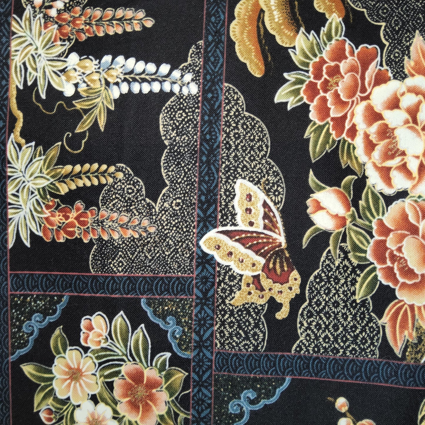 Asian Patchwork Floral - 1/2 Yard Cut - Rust CM973 *