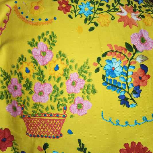 Candy Party - Sala De Bordados - Yellow Mexican Floral for KOKKA (HA3032 C32) *