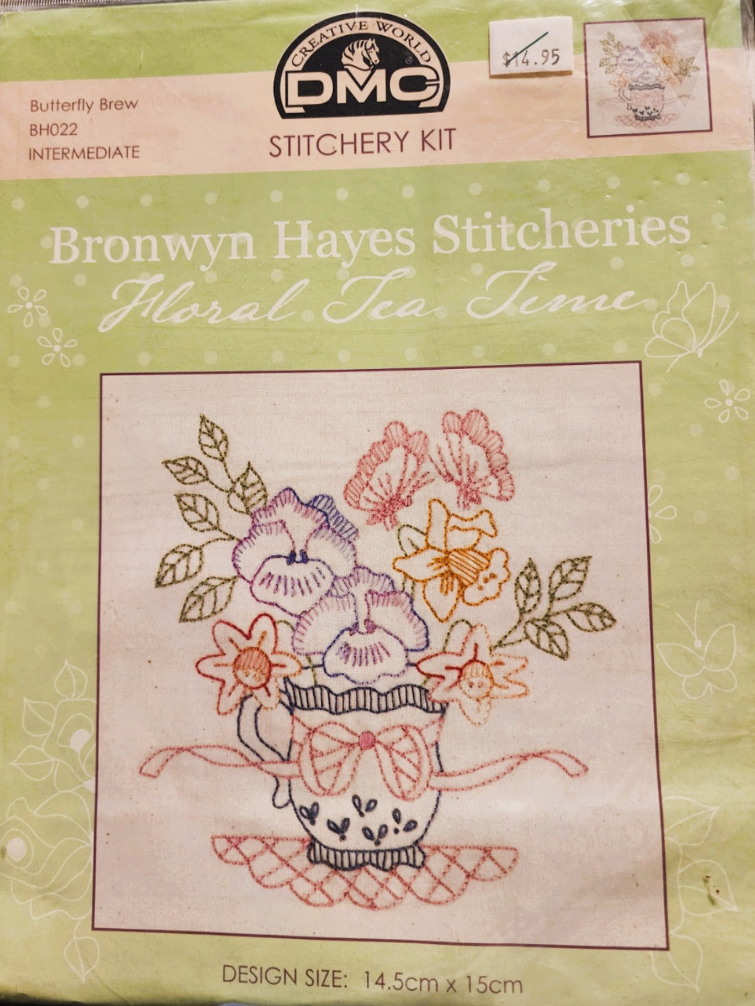 Bronwyn Hayes Stitchery Kit "Floral Tea Time" Butterfly Brew
