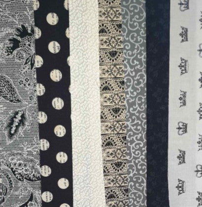 Black White Grey Jelly Roll - 40 pieces