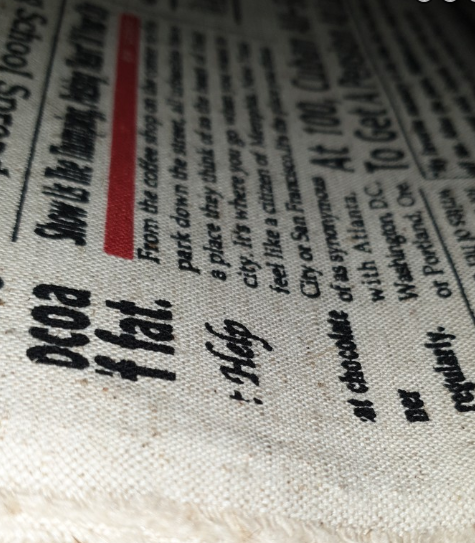 Newsprint text heavy cotton linen canvas blend 63390-2
