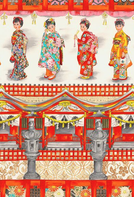 Michael Miller Girls Day CJ4747 Geisha Girls Scene Panel *