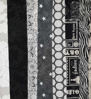 Black White Grey Jelly Roll - 40 pieces
