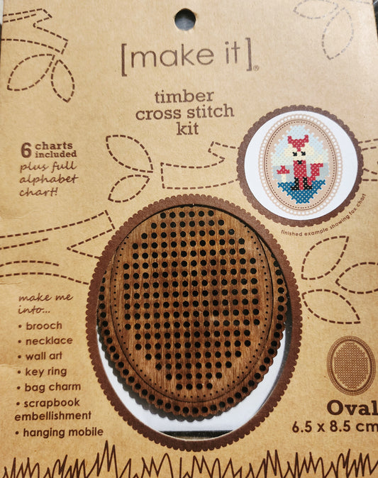 [MAKE IT] Timber Cross Stitch Kit -oval 6.5x8.5cm (585170)