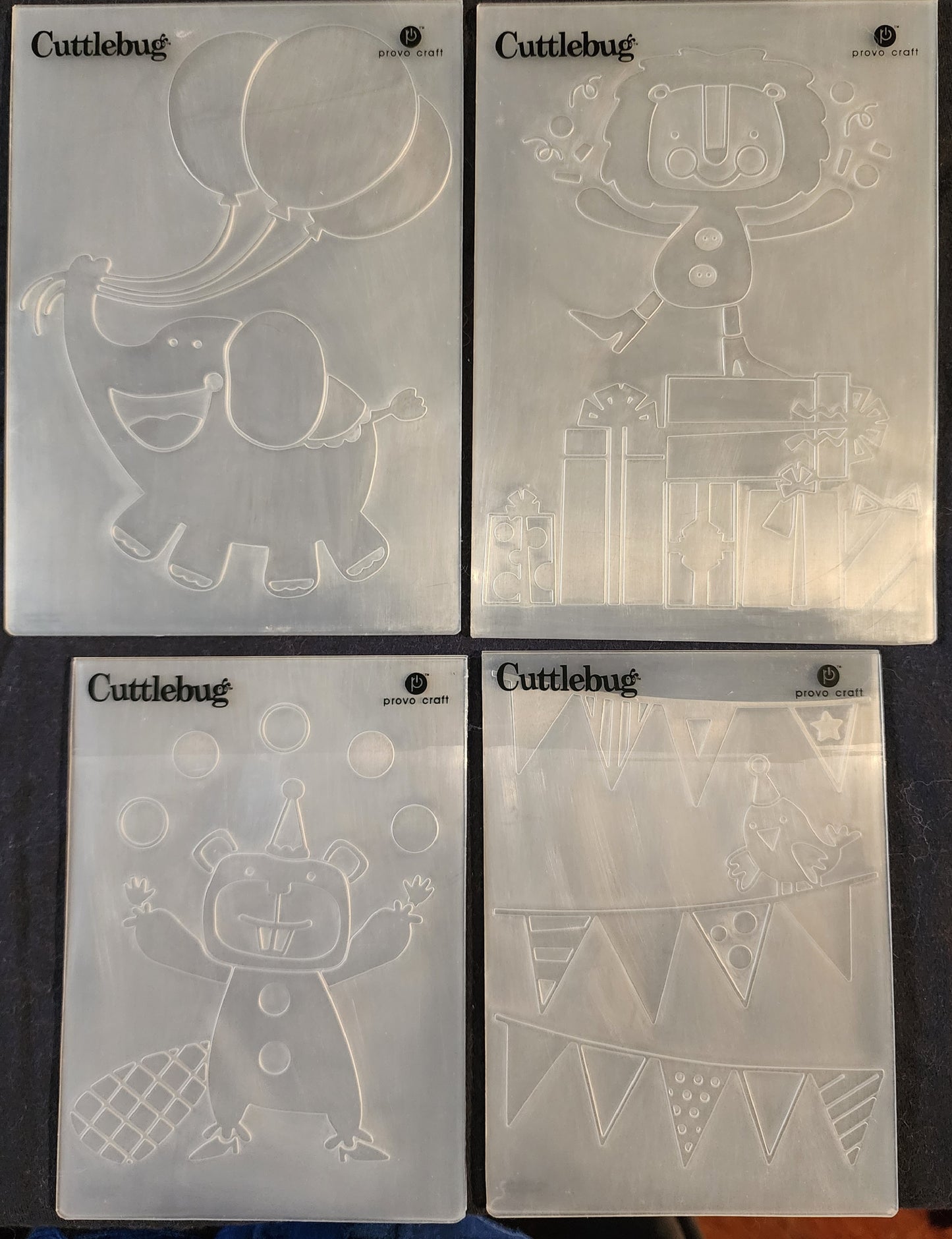 Cuttlebug 4 pack Birthday Bash embossing folders