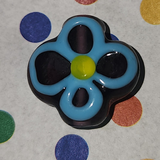 Glass handmade lampwork flower bead COBALT PURPLE