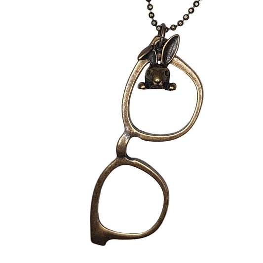 Glasses Necklace (Silver or Brass) 2 inches wide