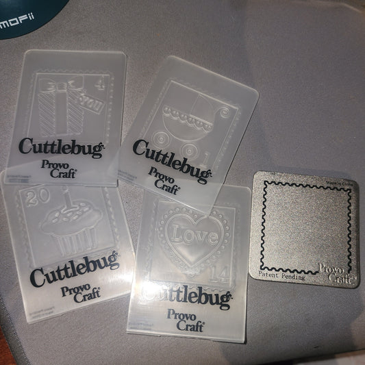 Cuttlebug Celebration Stamps 5 piece pack