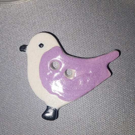 Clay handpainted bird button (3.5cm wide) Multiple colours 1304111