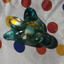 Glass handmade lampwork curly flower bead MINT GREEN