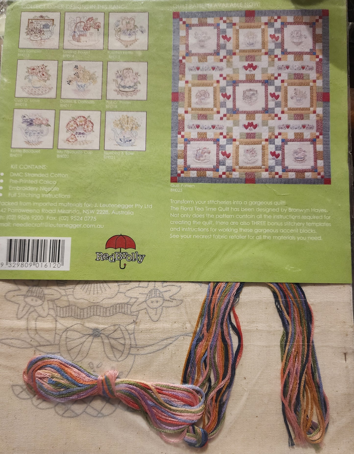 Bronwyn Hayes Stitchery Kit "Floral Tea Time" Butterfly Brew