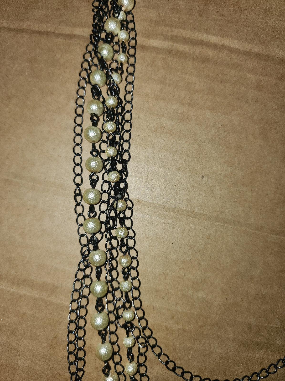 Multi strand crocheted floral beaded necklace (37cm drop)