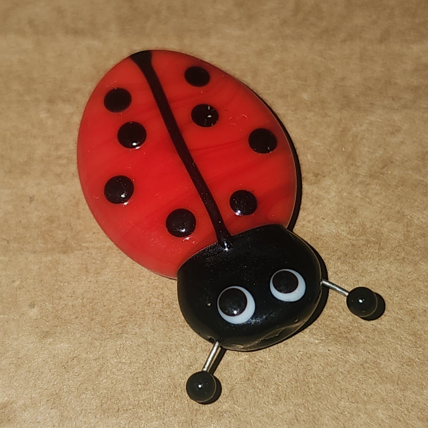 Glass handmade lampwork bead LADYBUG (3cm high)