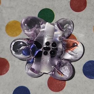 Glass handmade lampwork curly flower bead LAVENDER