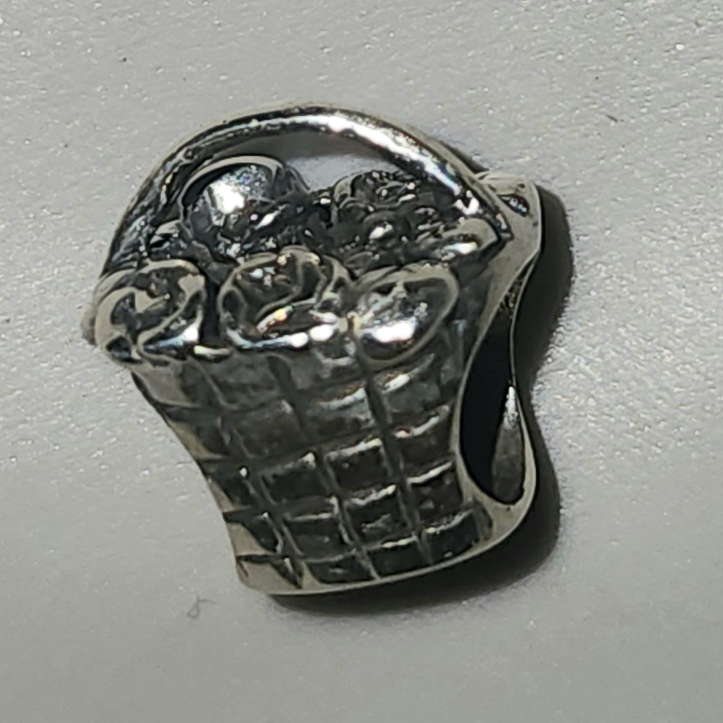 Sterling Silver flower basket Pandora-Style bead
