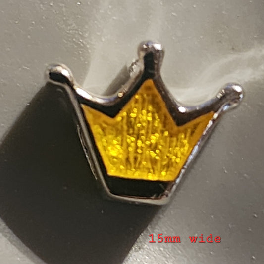 Sterling Silver Pandora-style crown charm (yellow)