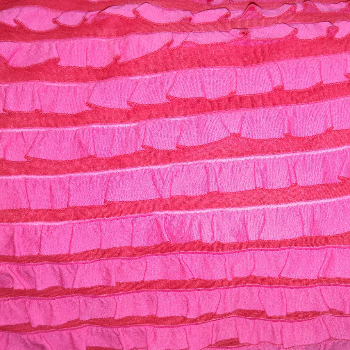 Mini ruffle frilly stretch fabric 140cm wide - hot pink and red