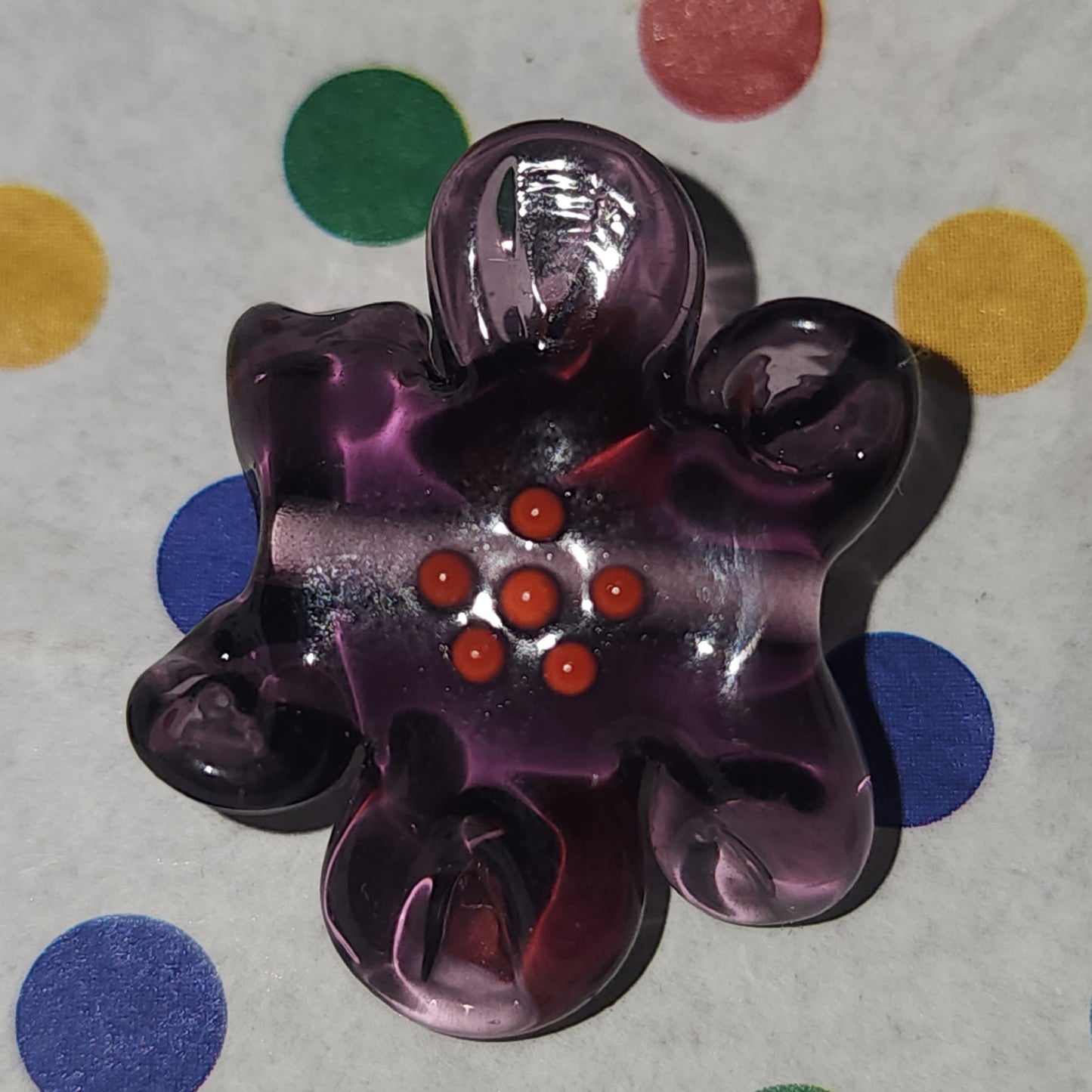 Glass handmade lampwork curly flower bead PURPLE