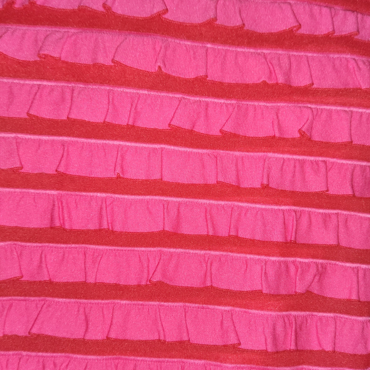 Mini ruffle frilly stretch fabric 140cm wide - hot pink and red