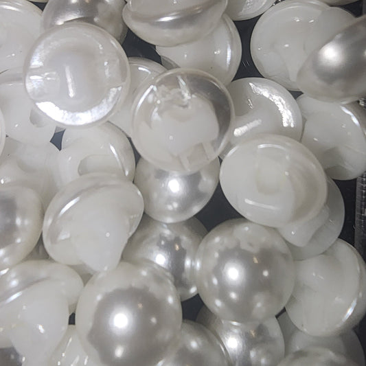 Dome button 10mm white metallic (shank back)