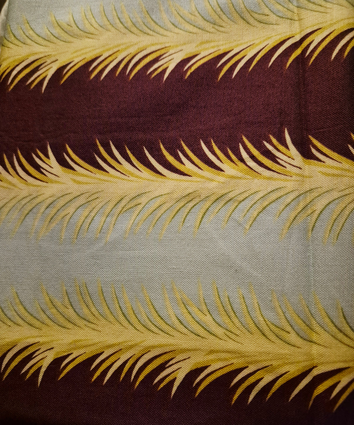 Amy Butler - Temple Flowers - Feathered Stripe - Blue and Burgundy