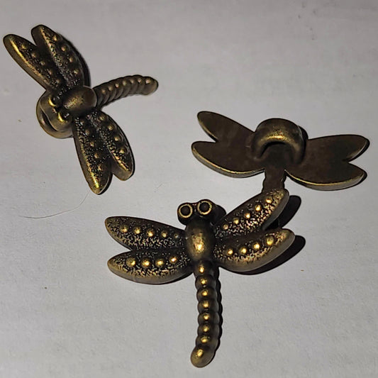 Dragonfly button antique bronze 2cm