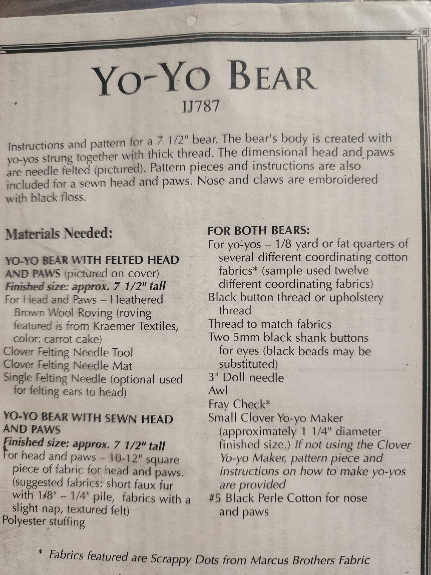 Yo-Yo Bear pattern