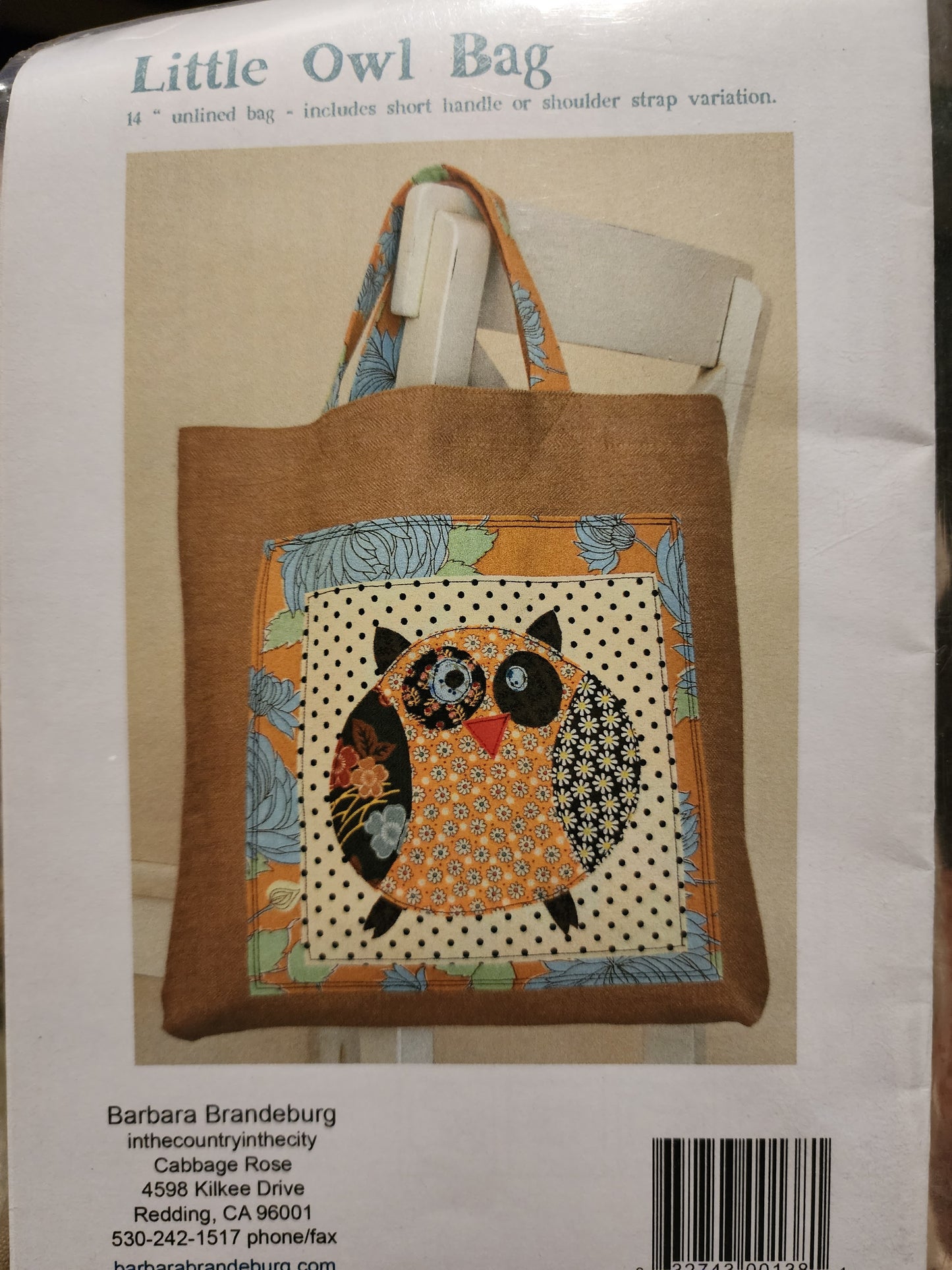 Little Owl Bag Pattern by Barbara Brandeburg and Little Owl Square Quilt Pattern (Inthecountryinthecity) *