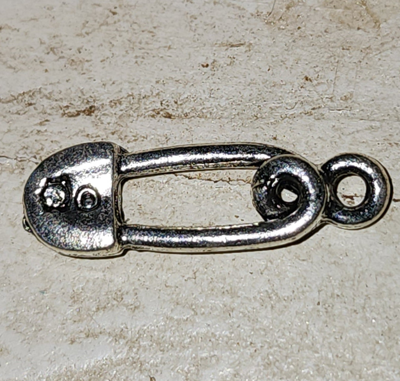 Metal safety pin charm