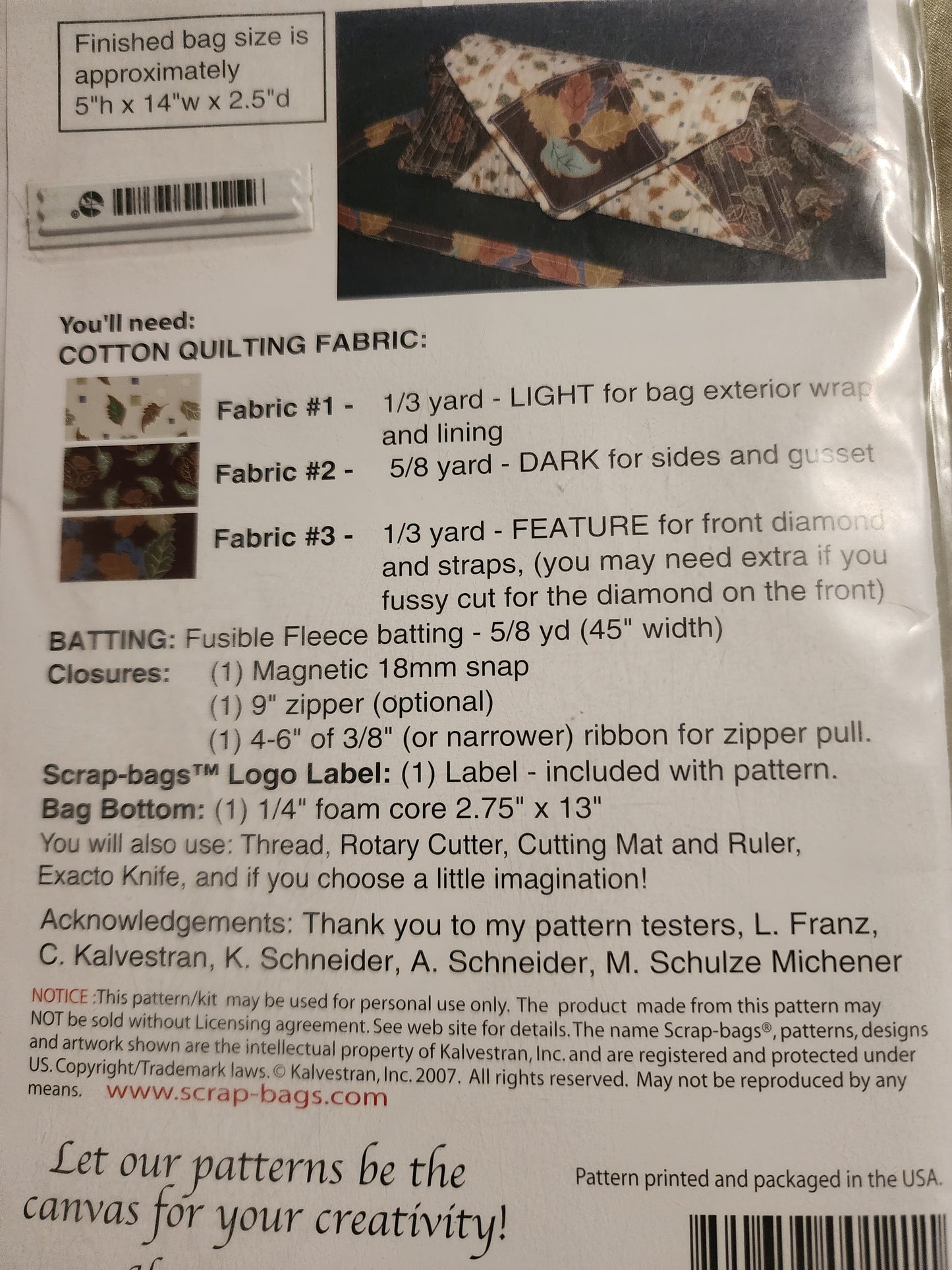 The Diamond Scrap-bag pattern 706 DSB *