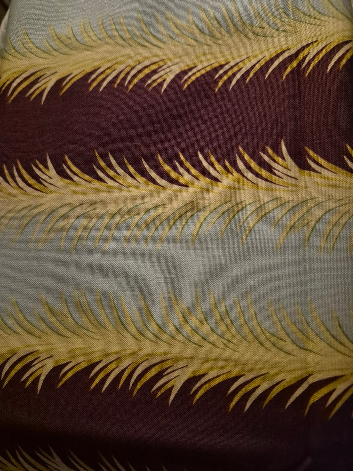 Amy Butler - Temple Flowers - Feathered Stripe - Blue and Burgundy