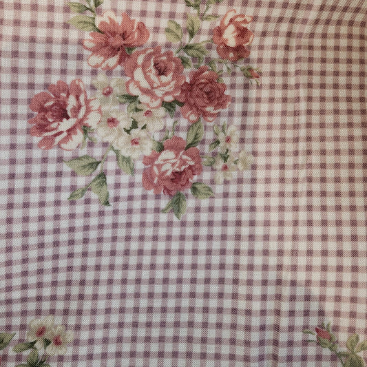 YUWA sixty-eight collection lilac gingham with posies (roses)