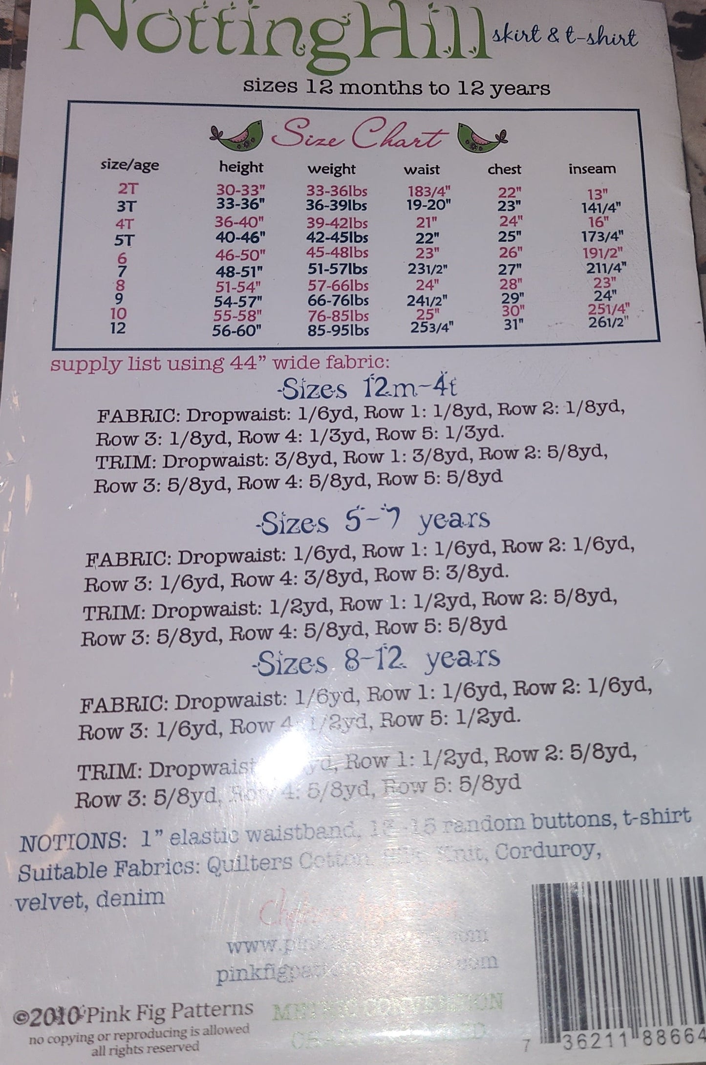 Notting Hill Skirt & t-shirt pattern No. 25 by Pink Fig Patterns