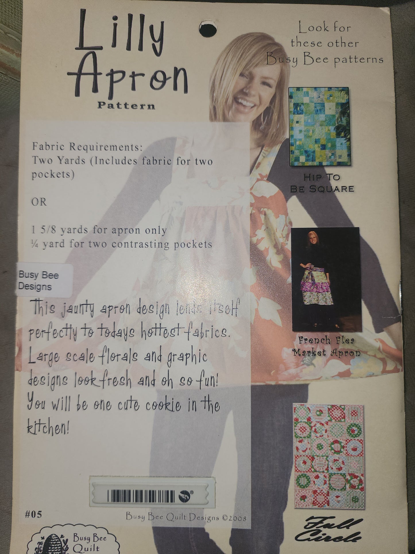 Lilly Apron pattern by Busy Bee Quilt designs #05 *