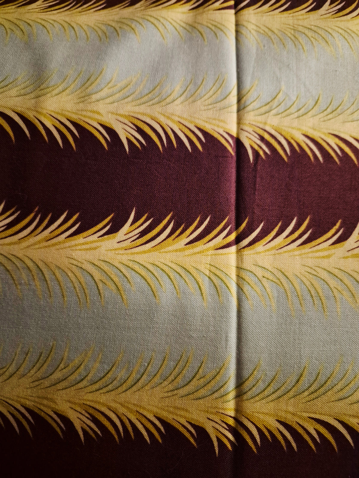 Amy Butler - Temple Flowers - Feathered Stripe - Blue and Burgundy